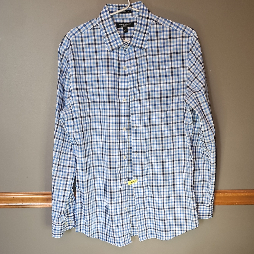 Banana Republic Checkered Blue and White Shirt